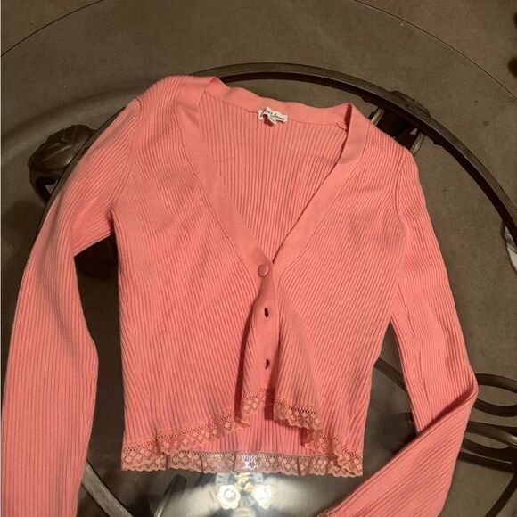 For Love & Lemons Salmon pink cardigan - Picture 2 of 4